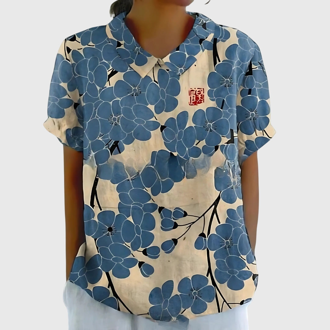 Blaues Blumenmuster / 4XL