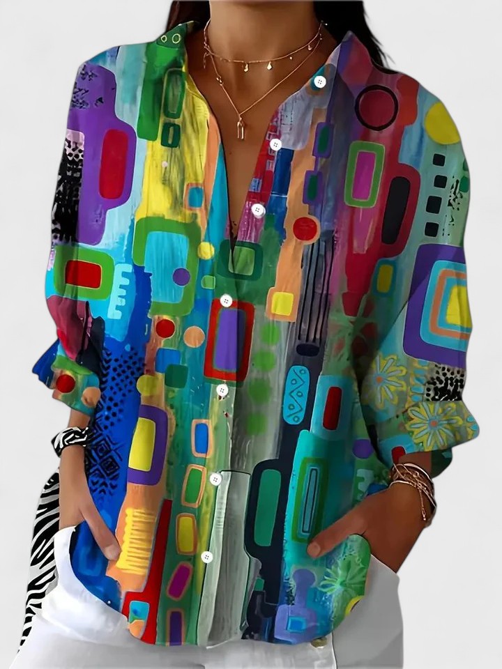 Rose™ | Elegante geometrische Musterbluse